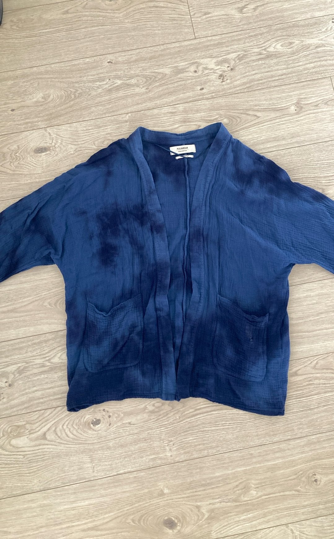 Wijde donkerblauwe blouse / vest S Pull&Bear katoen, Ophalen of Verzenden, Zo goed als nieuw, Maat 38/40 (M), Blauw