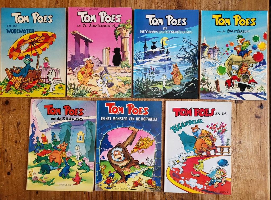 9 Tom Poes-albums in kleur, Gelezen, Marten Toonder, Ophalen of Verzenden, Meerdere stripboeken