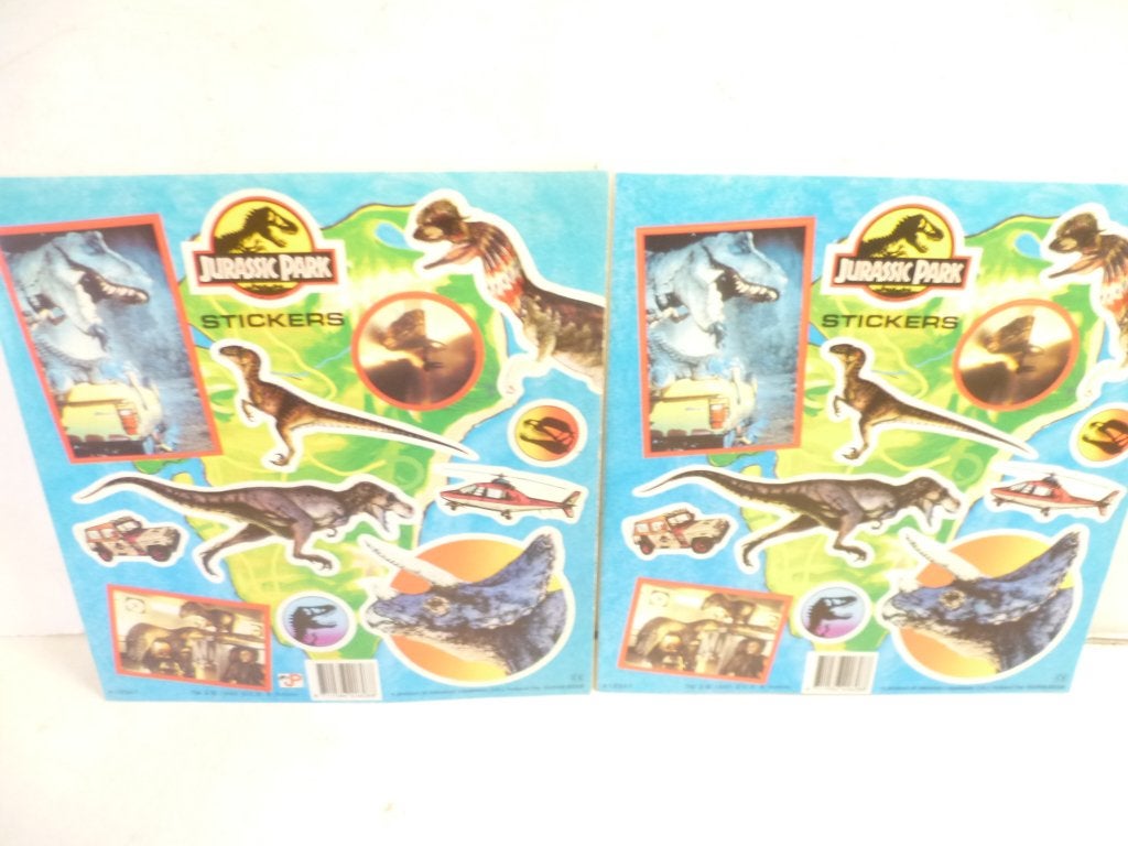 Jurassic Park 1992 Stickervel 2 stuks 17x15,5cm nieuw film, Ophalen of Verzenden, Nieuw, Film