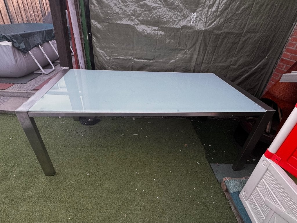 Eettafel 196 bij 90 cm, Ophalen, 50 tot 100 cm, Zo goed als nieuw, Vijf personen of meer