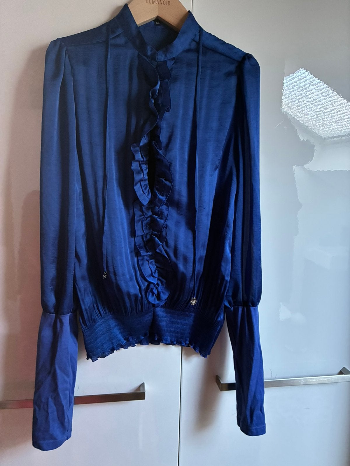 Patrizia Pepe Patricia satijnen blouse pofmouw 38 M zgan!, Kleding | Dames, Ophalen of Verzenden, Zo goed als nieuw, Maat 38/40 (M)