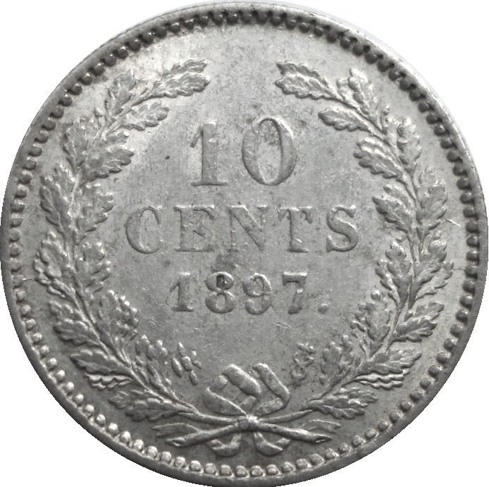 Nederland 10 cent 1897 (zilver) (2), Postzegels en Munten, Zilver, Ophalen of Verzenden, 10 cent, Koningin Wilhelmina