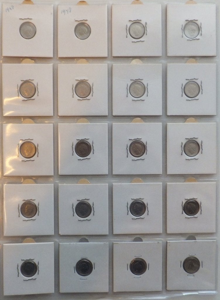 Nederland leuke partij 10 cent vanaf 1948 in munthouders, Ophalen of Verzenden, Koningin Juliana, 10 cent, Setje