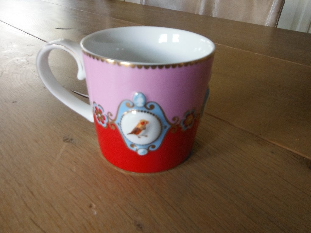 prachtige Pip home Love Birds mok, rood/roze, nieuw, Verzenden, Nieuw, Porselein, Kop en/of schotel
