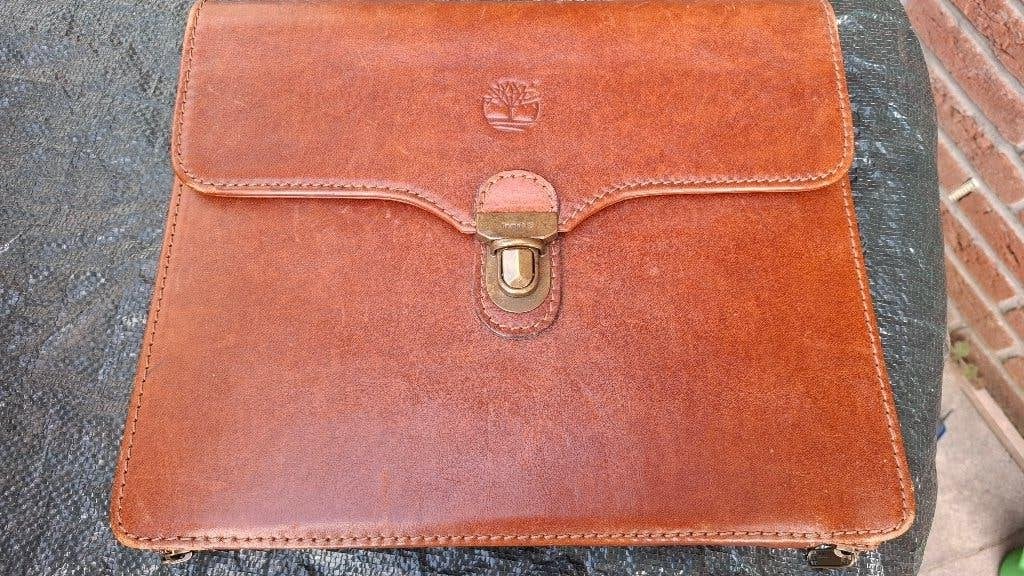 Aktetas Timberland leder, 30 tot 40 cm, Bruin, Aktetas of Boekentas, Nieuw
