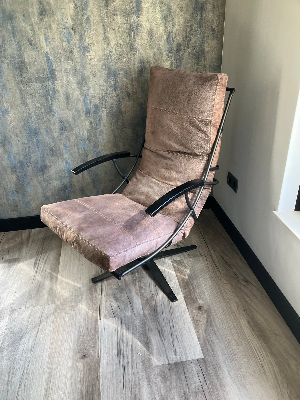 Zeer fraaie bruin lederen draaifauteuil fauteuil, Ophalen, Gebruikt, Leer, 75 tot 100 cm