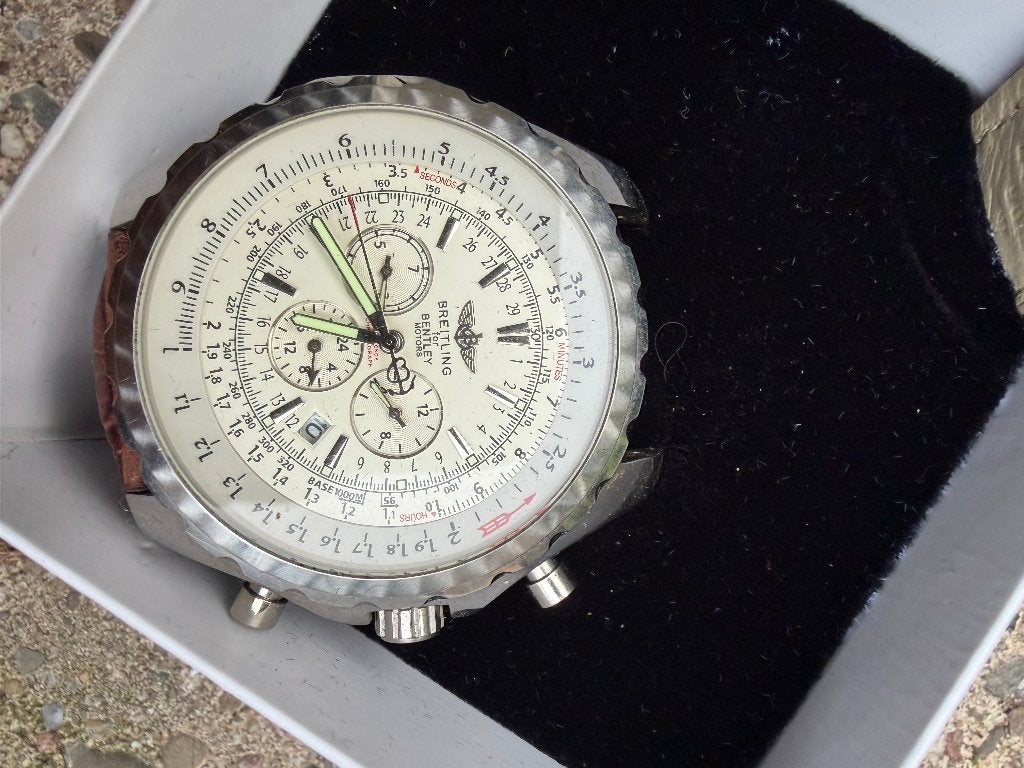B012 - Breitling for Bentley horloge (imitatie), Ophalen of Verzenden, Zo goed als nieuw, Leer, Breitling