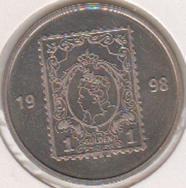 Nederland speciale postpenning '98 afbeelding kroningszegel, Postzegels en Munten, Penningen en Medailles, Ophalen of Verzenden