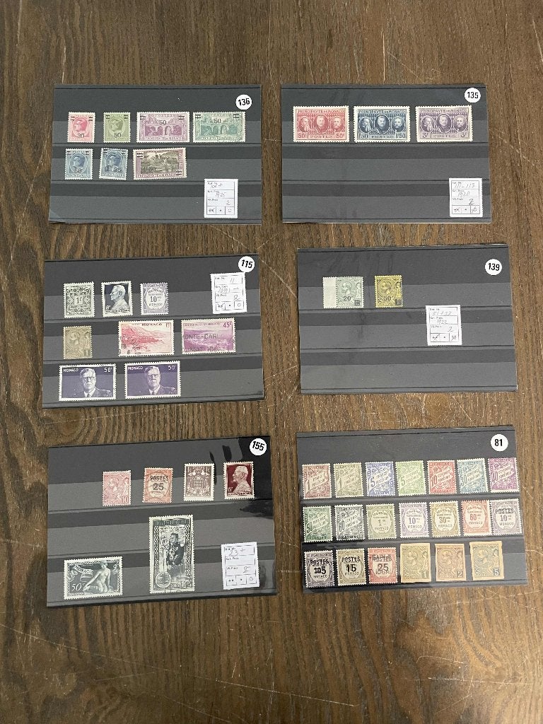 oude postzegels Monaco 6 kaarten /3, Verzenden