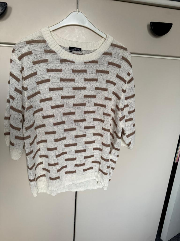 Norah gebreide trui met korte mouwen - Maat 46, Verzenden, Zo goed als nieuw, Maat 46/48 (XL) of groter, Wit