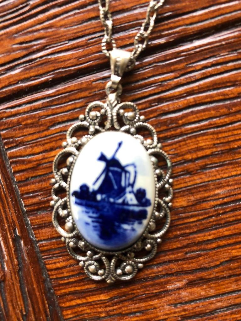 Filigrein ketting, Sieraden, Tassen en Uiterlijk, Ophalen of Verzenden, Zo goed als nieuw, Blauw, Overige materialen