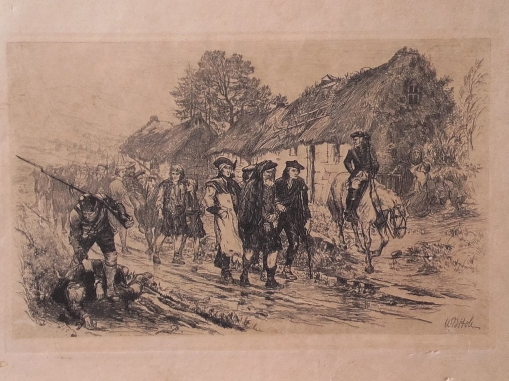 Antieke Engelse oorlog ets door William Brasse Hole uit 1882, 1800 - 1899, Ets, Militair, Ophalen of Verzenden