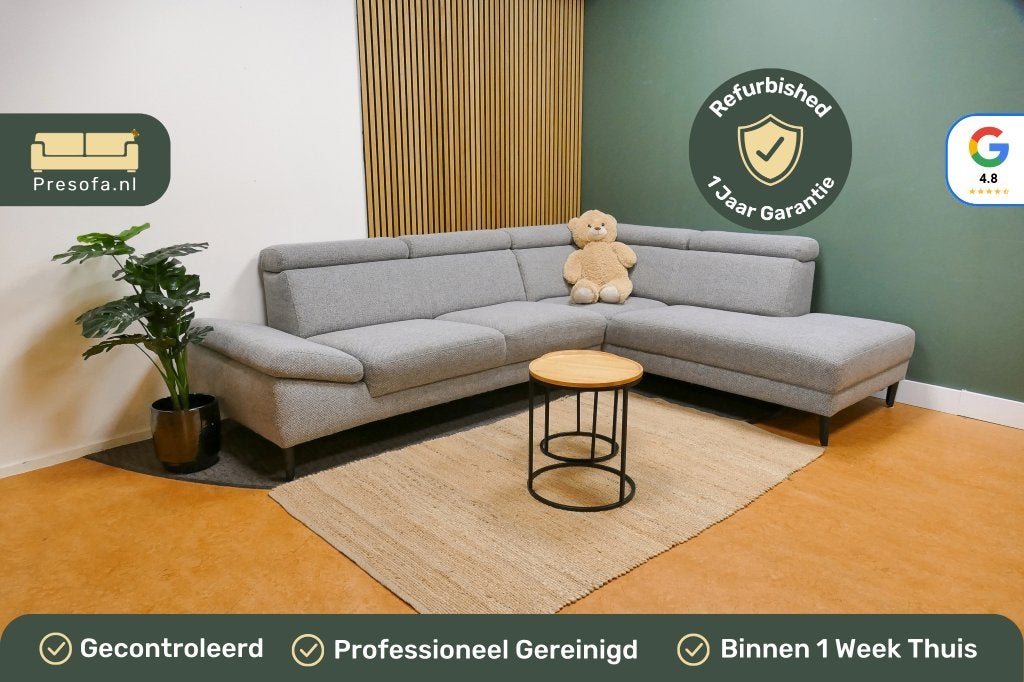 Montel Hoekbank Licht Grijs [Refurbished], Huis en Inrichting, 250 tot 300 cm, -, -, Hoekbank