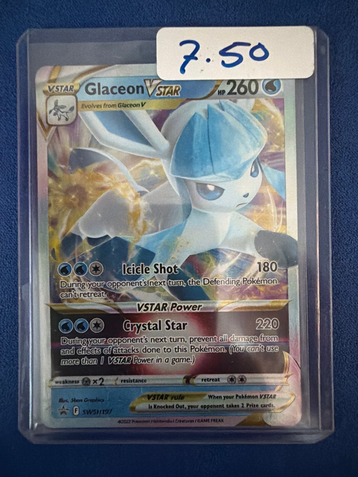 Pokémon TCG Glaceon VSTAR SWSH197 Promo Kaart, Ophalen of Verzenden, Zo goed als nieuw, Losse kaart