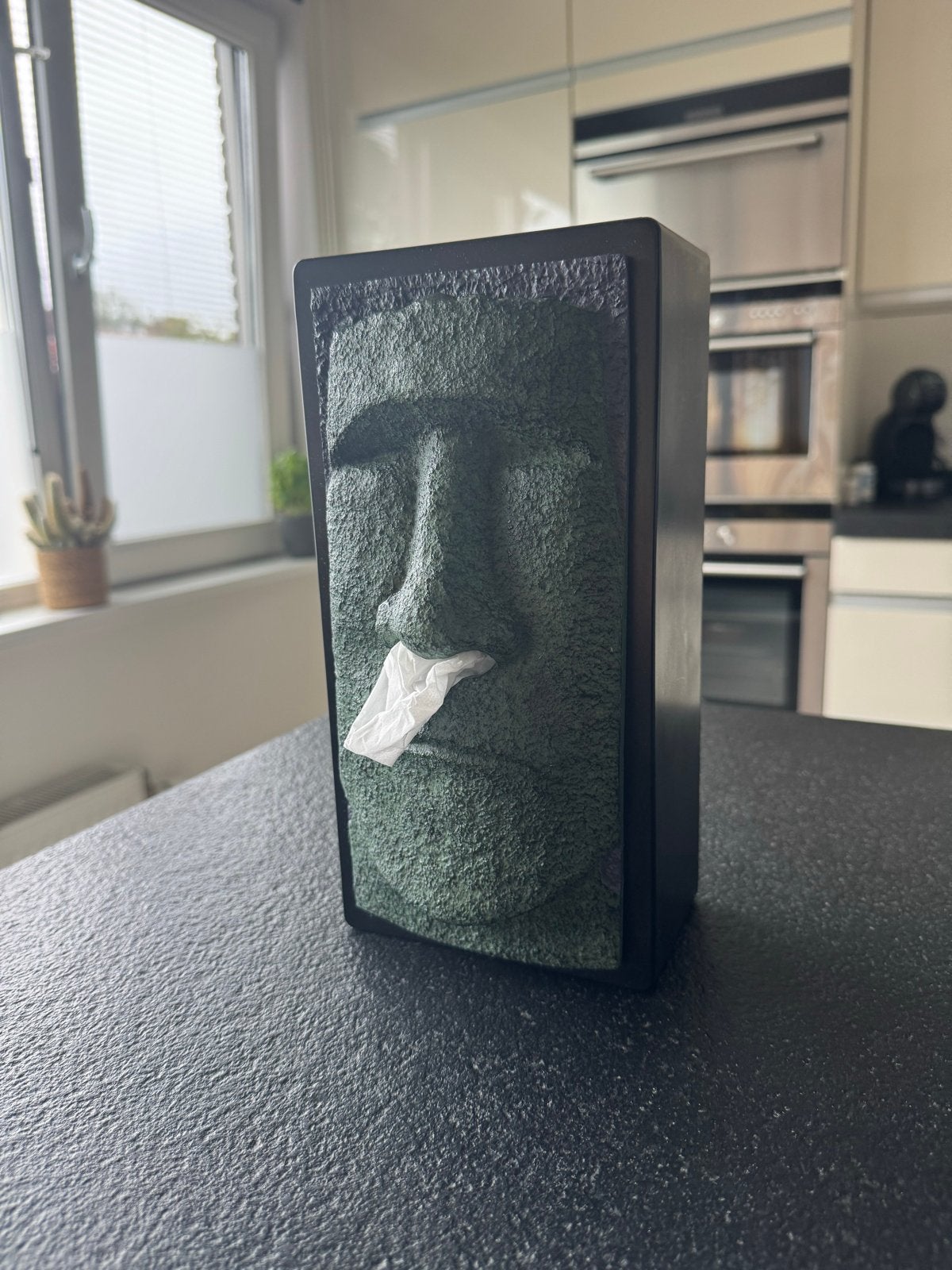 Grappige Moai Beeld Paaseiland Tissuehouder, Groen, Verzenden, Overige stijlen, Kunststof
