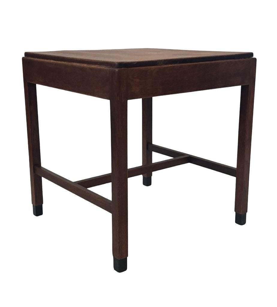 Art Deco Amsterdamse School Bijzettafel Tafeltje Minimalist, Minder dan 55 cm, Gebruikt, Rond, Art Deco tafeltje