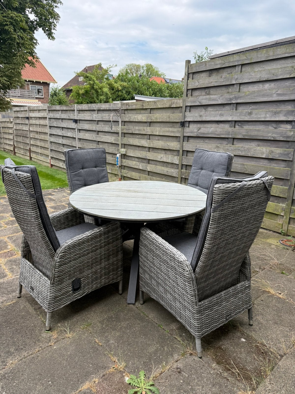Tuinset met 4 stoelen, Tuin en Terras, Tuinsets en Loungesets, Zo goed als nieuw, Aluminium, Ophalen