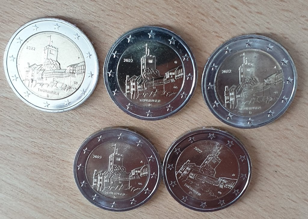 Duitsland 2022 Thuringen letters a/d/f/g/j UNC, Postzegels en Munten, Ophalen of Verzenden, Duitsland, 2 euro