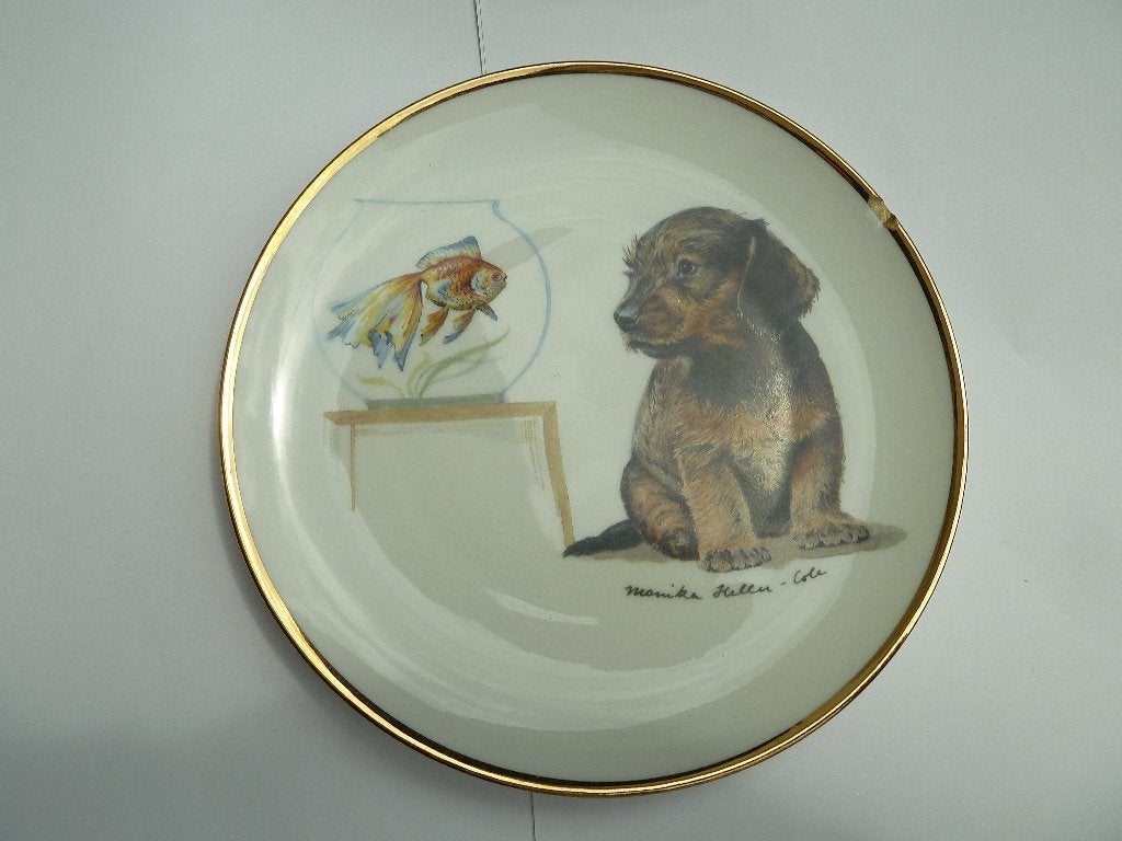 ZEER FRAAI BORDJE VAN TECKEL, Ophalen of Verzenden, Gebruikt, Hond of Kat, Beeldje of Figuurtje