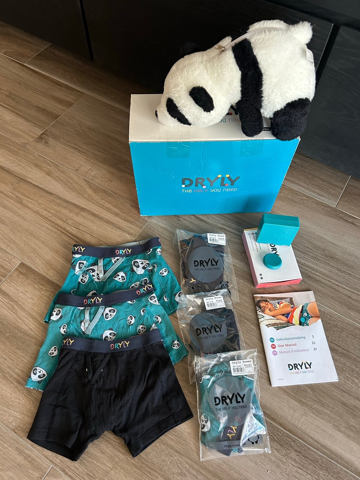 DRYLY bedplassen set met ondergoed en knuffel, Ophalen of Verzenden, Zo goed als nieuw, Jongen of Meisje