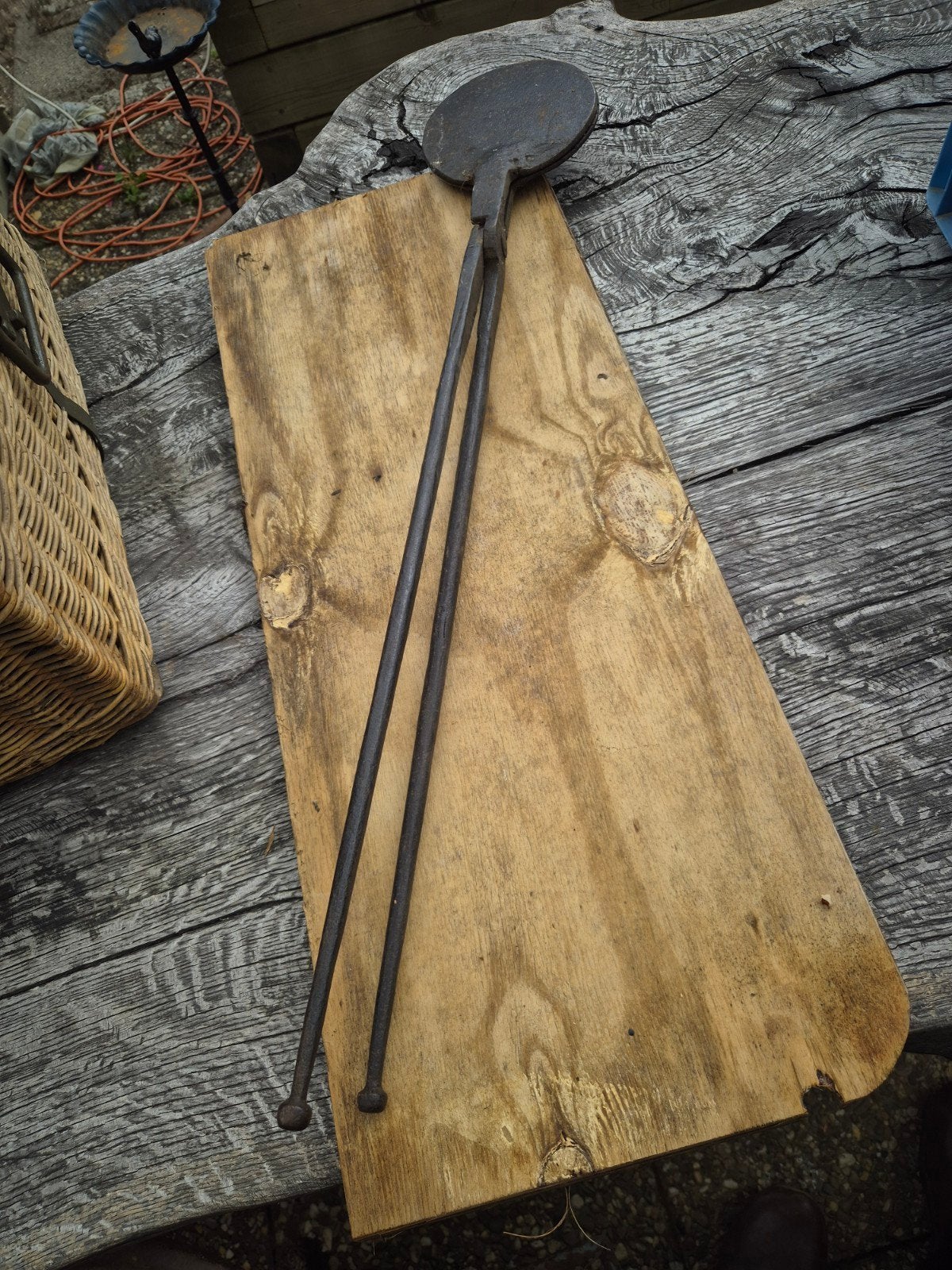 Antiek wafelijzer - 77 cm lang, 14 cm wafel, Antiek en Kunst, Ophalen