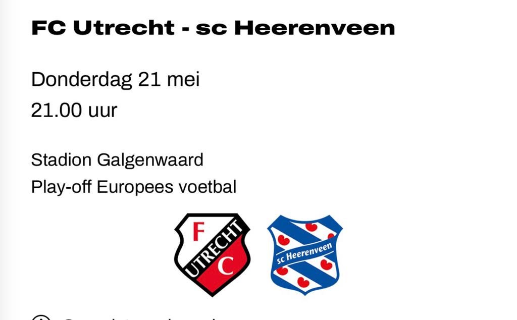 2 kaartjes FC Utrecht- sc Heerenveen 21 mei 21:00, Tickets en Kaartjes, Losse kaart, Twee personen, Mei