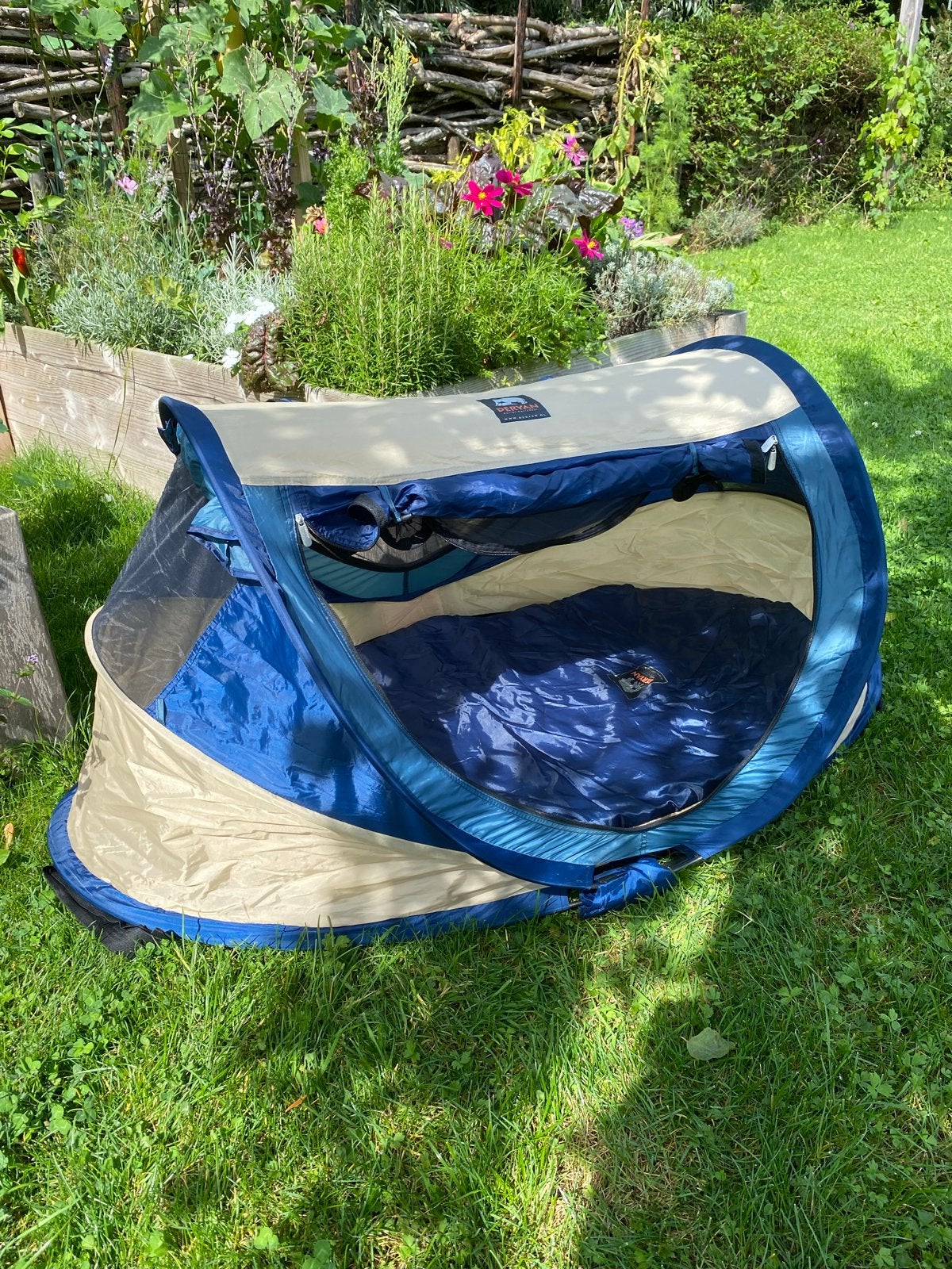 Deryan Baby/Peuter Reisbedje/Tentje - Blauw/Beige, Ophalen, Gebruikt, Tot en met 2