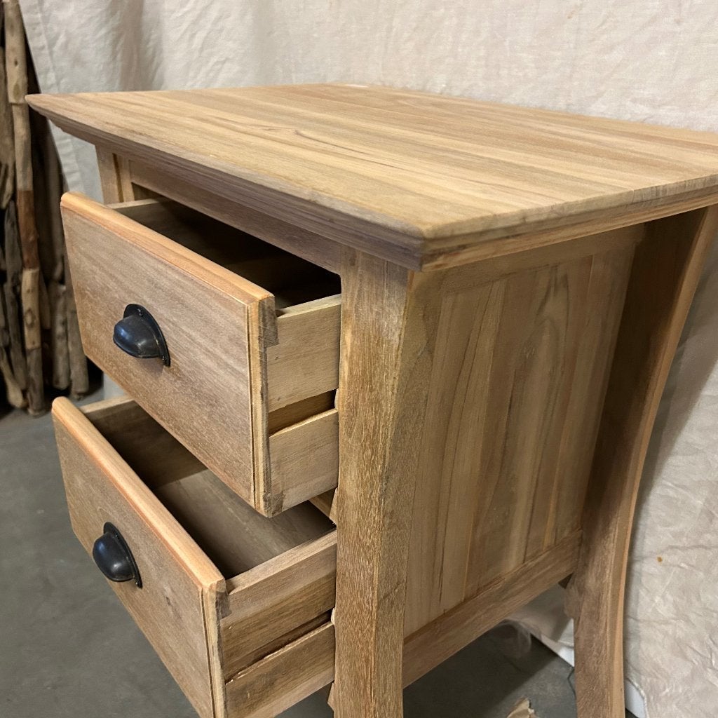 ladekast massief teak met 2 lades - Gratis bezorgd, TTM Wonen, Meubels – (Perzische) Tapijten en Woonaccessoires, 1 of 2 laden