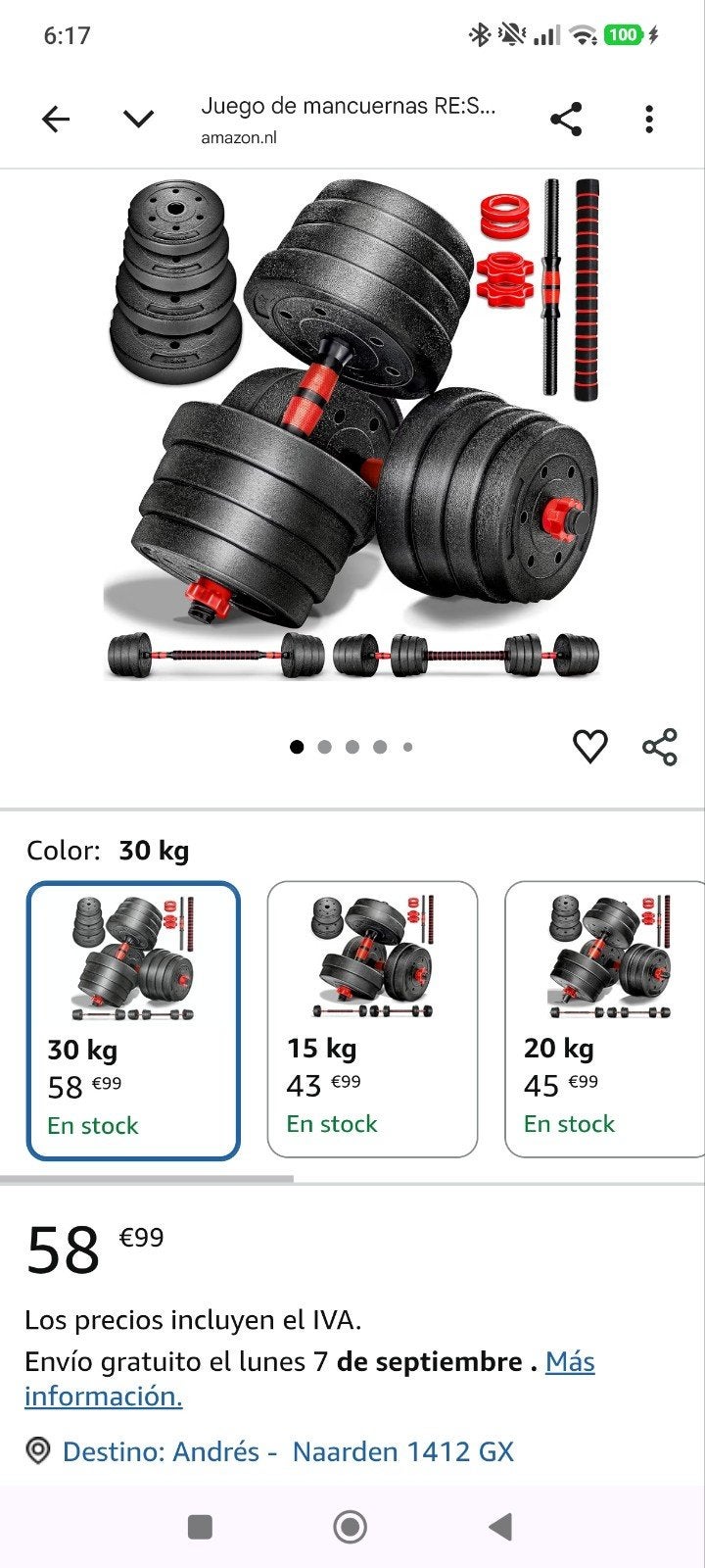 Nieuwe Halterset 30 kg - Ongeopend, Ophalen, Sport en Fitness, Fitnessmaterialen, Ophalen, Nieuw, Rug, Halterset