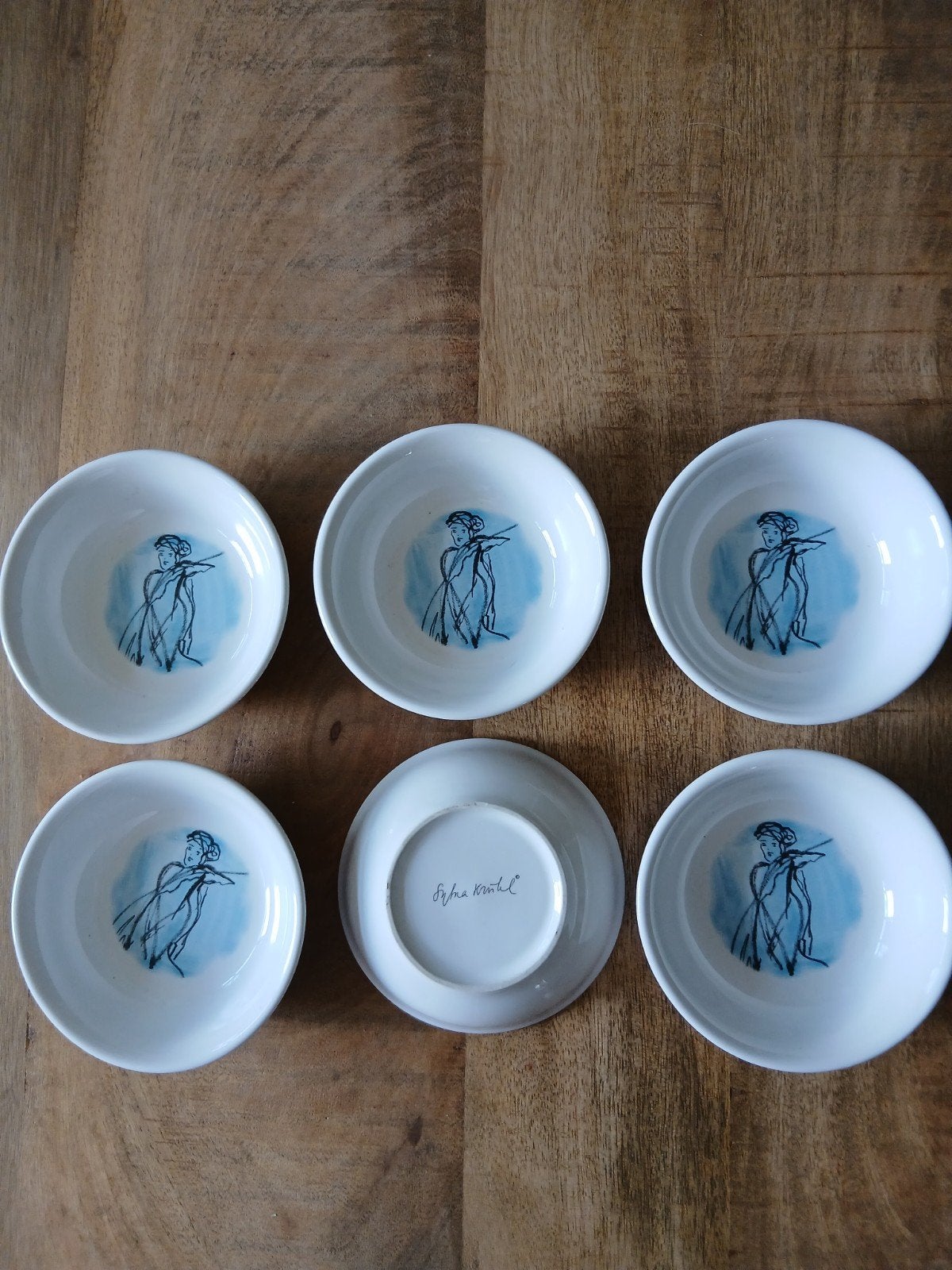 6 compôte schaaltjes van Sylvia Kristel servies, Overige merken, Vintage, Ophalen of Verzenden, Porselein