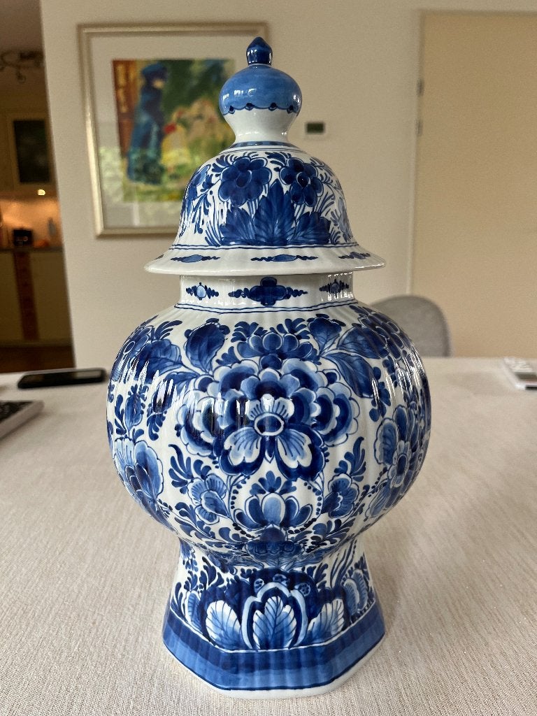 Originele Delfts blauwe deksel vaas, Antiek en Kunst, Antiek | Keramiek en Aardewerk, Ophalen