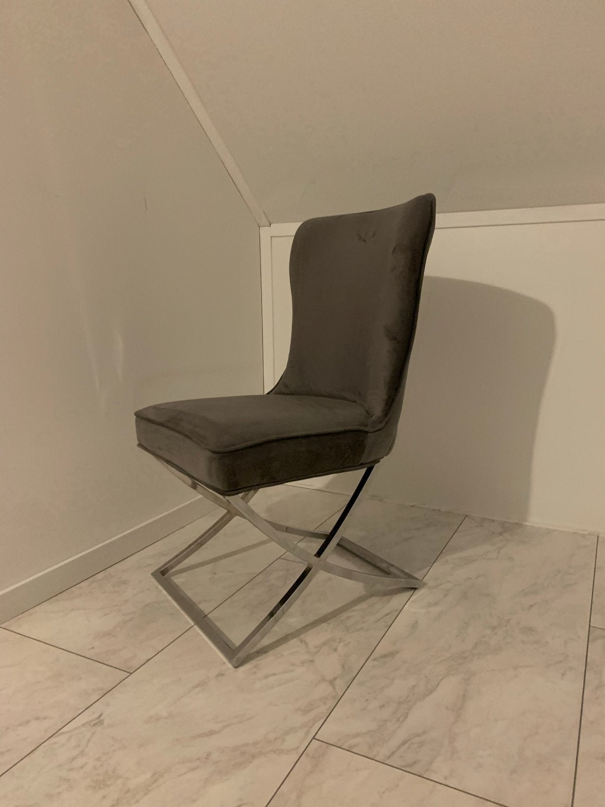 6 Eric Kuster designstoelen - Grijs fluweel, Ophalen, Zo goed als nieuw, Vijf, Zes of meer stoelen, Stof