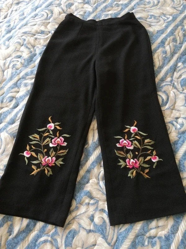 Traditional Chinese style culottes with embroideries-new-34, Zwart, Nieuw, Ophalen of Verzenden, Driekwart