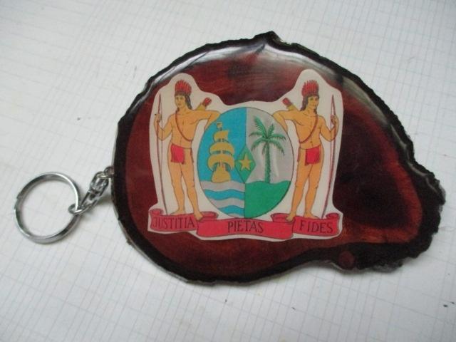 Suriname sleutelhanger, hout met wapen, Ophalen of Verzenden, Gebruikt, Stad of Land