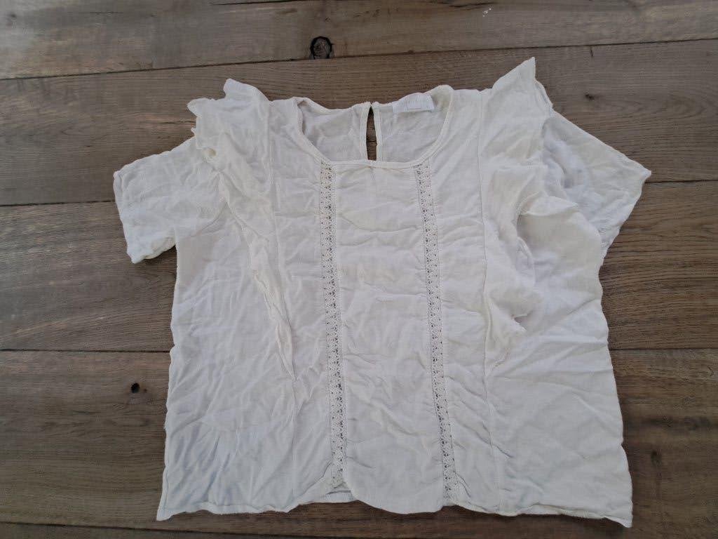 Witte top S met ruches, Wit, Ophalen of Verzenden, Zo goed als nieuw, Korte mouw