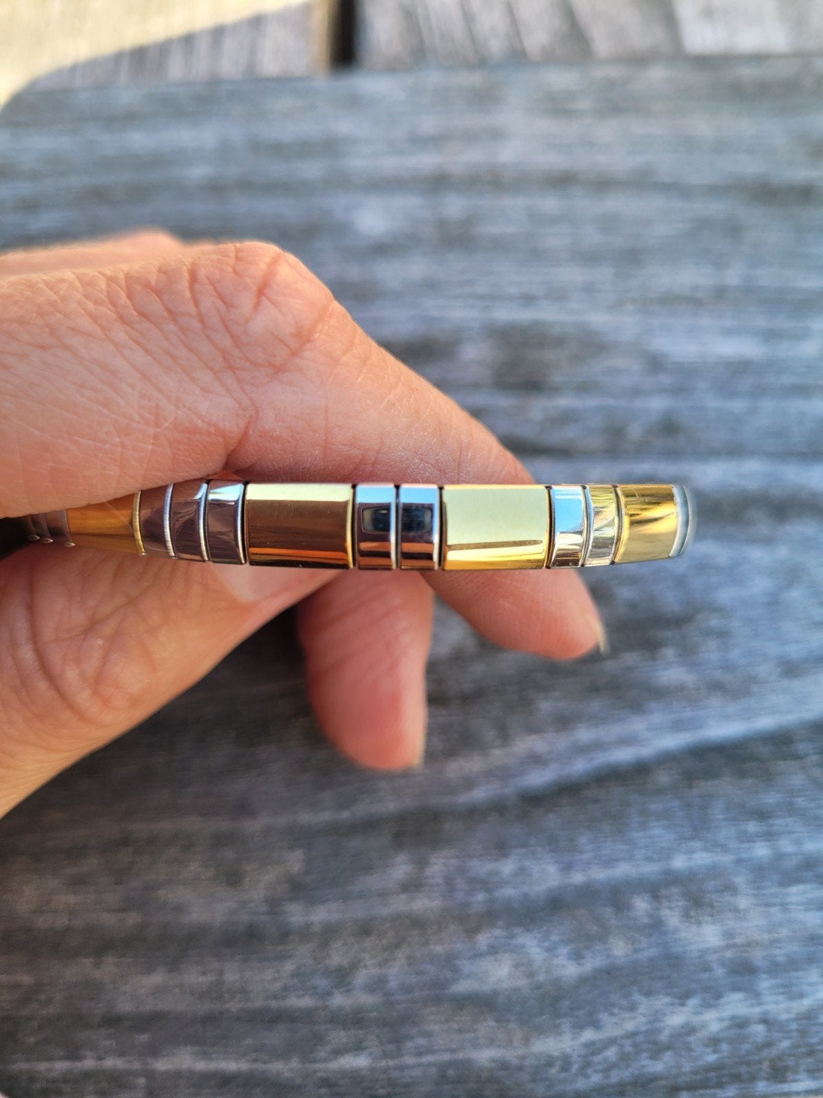 Energetix Armband - Zilverkleurig met Goudkleurige Accenten, Ophalen of Verzenden, Zo goed als nieuw, Zilver, Staal