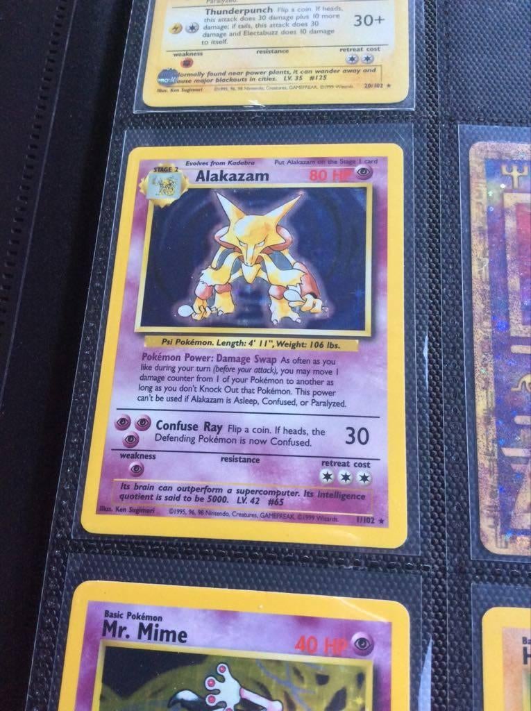Alakazam - Base set 1 - Pokémonkaart, Ophalen of Verzenden, Zo goed als nieuw, Losse kaart, Foil