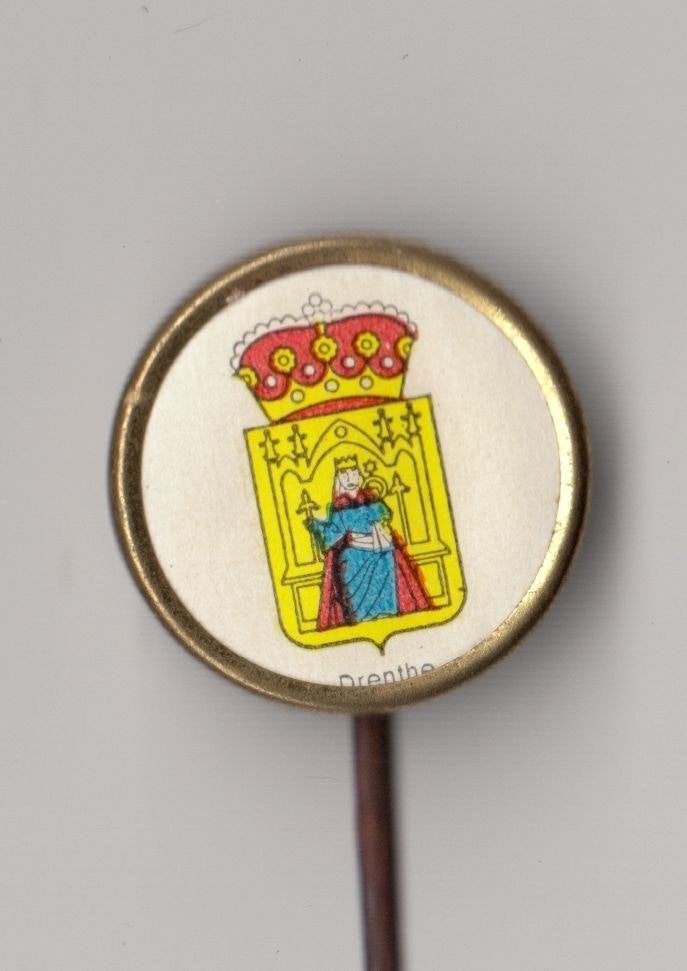 Provincie wapen Drenthe Drente speldje, Gebruikt, Niet vindbaar, Niet vindbaar, Speldje of Pin