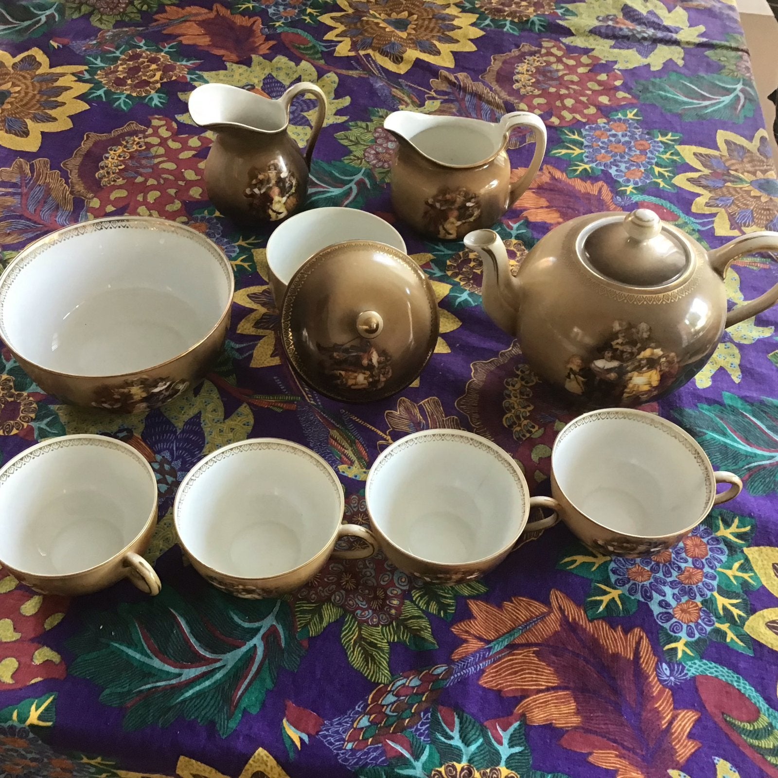 Antiek theeservies met Hollandse taferelen - R.S. Suhl, Antiek en Kunst, Ophalen of Verzenden