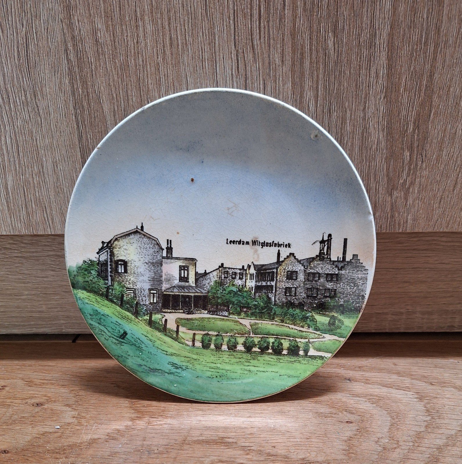 klein wandbordje Witglasfabriek Leerdam ,zie de foto's., Ophalen