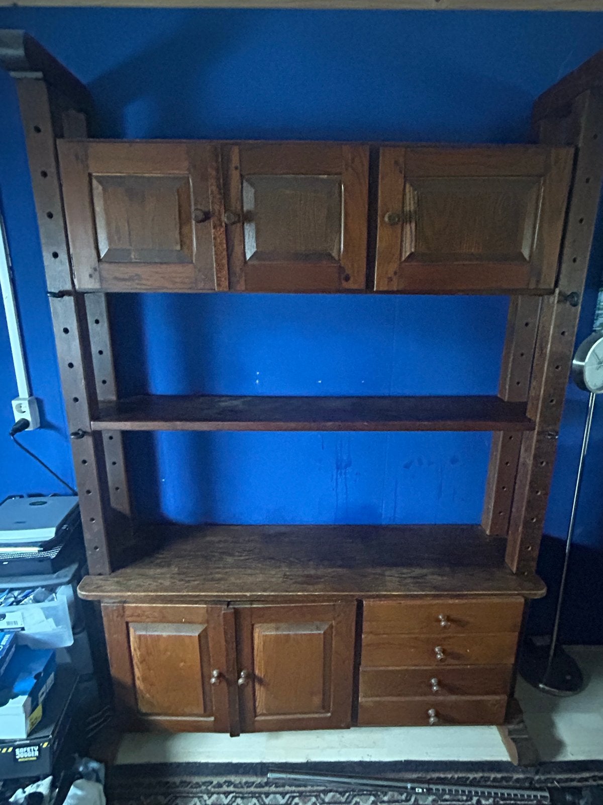 Vintage houten (kaas) kast met meerdere deurtjes en lades, Ophalen, Gebruikt, 75 cm of meer