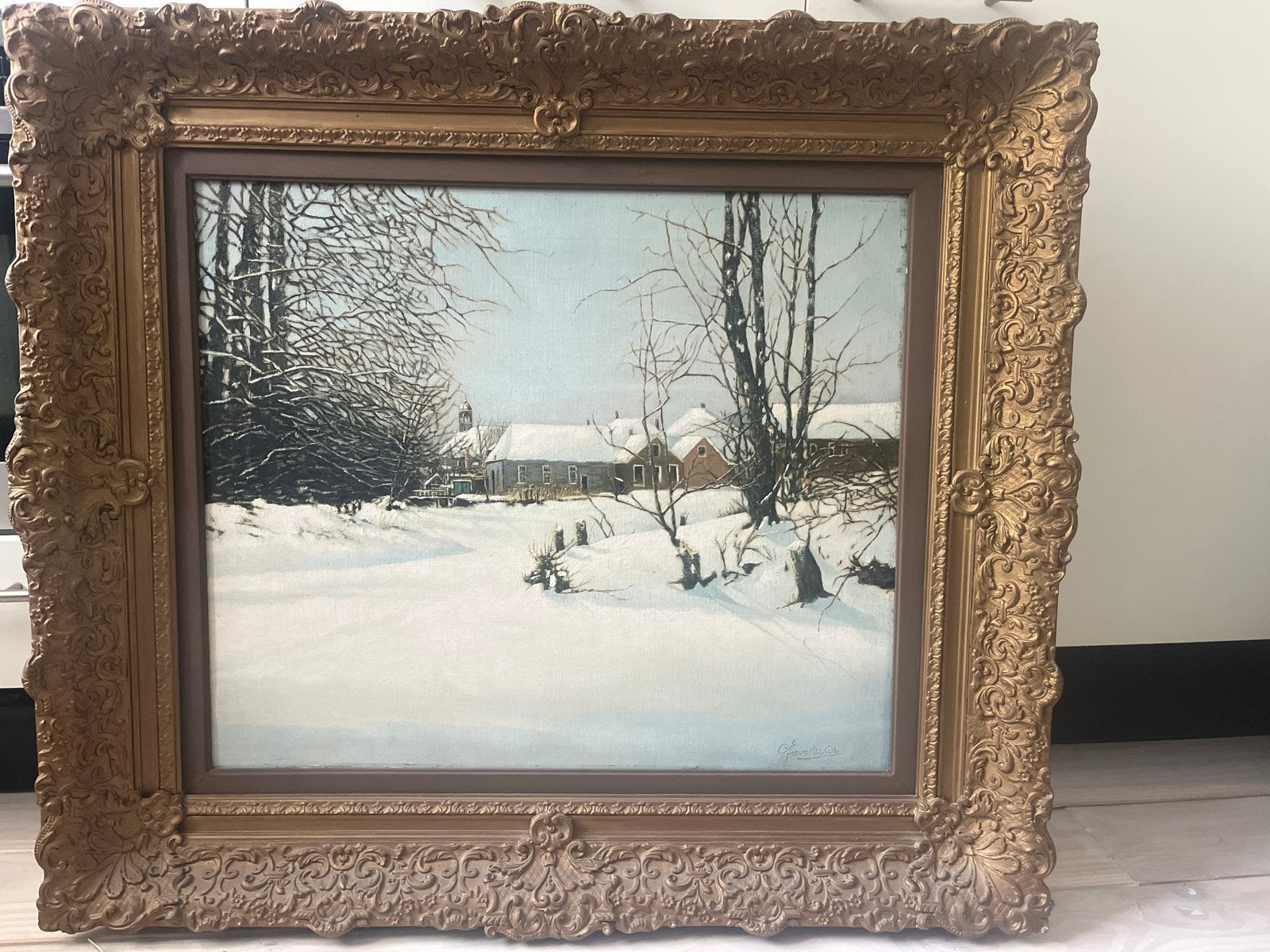 Winterlandschap Almelo No. 4 door C.J. van der Aa, Antiek en Kunst, Kunst | Schilderijen | Klassiek, Ophalen
