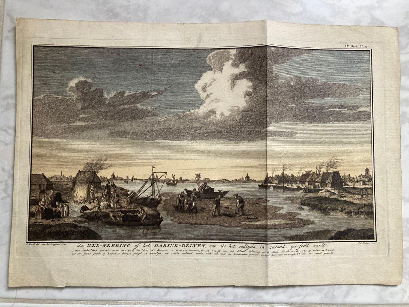 De Zel-Neering of het darink-delven, 1745, beeld 28 x 16 cm., Gesigneerd, Dagelijks leven, Ophalen of Verzenden, Gravure