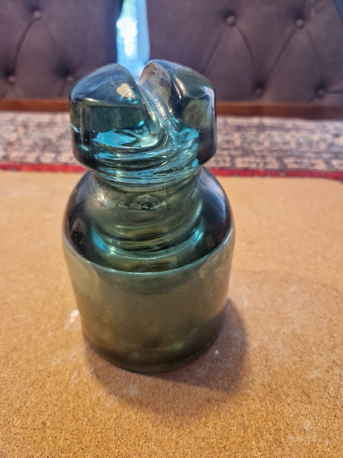 Vintage Glazen groene Isolator uit België verlichting 1920, Ophalen of Verzenden