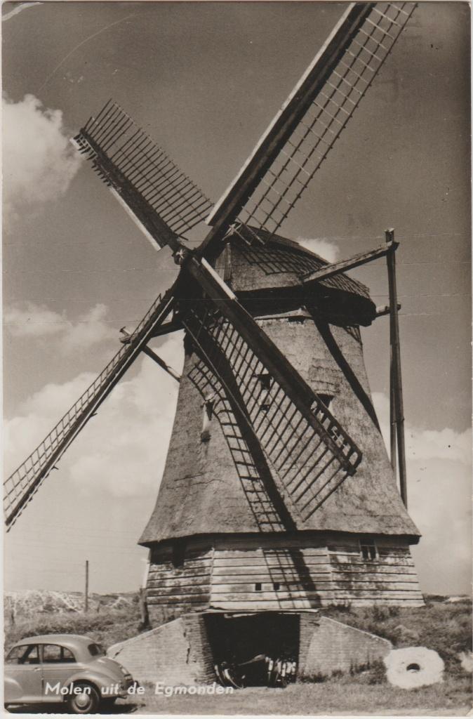 1959 molen egmonden egmond molens windmolen, Ophalen of Verzenden, 1940 tot 1960, Gelopen, Gebouw