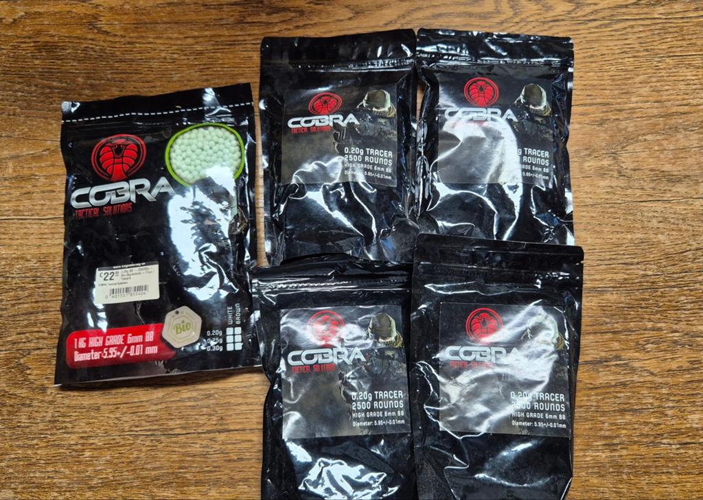 Cobra Airsoft BB's - Tracer en Standaard (5 zakken), Ophalen of Verzenden, Nieuw