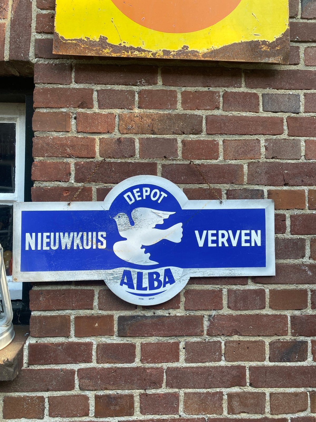 Vintage metalen reclamebord "Nieuwkuis Alba Verf Depot", Ophalen of Verzenden