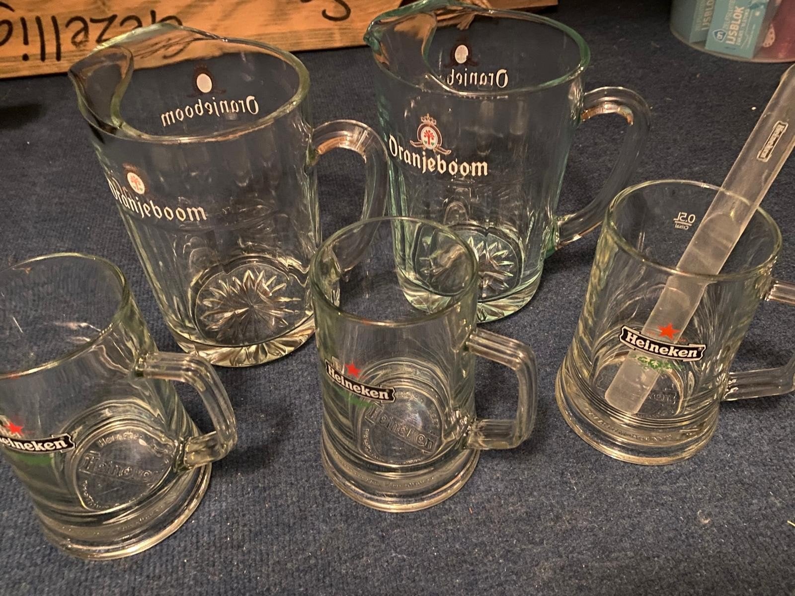Bierpullen en kannen: Oranjeboom & Heineken set, Ophalen, Gebruikt