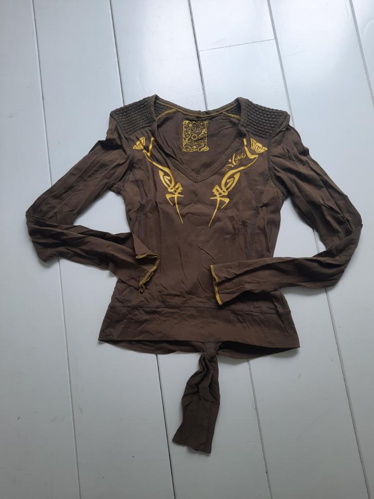 G-sus reversible top maat S, legergroen met oker, Maat 38/40 (M), G-sus, Ophalen of Verzenden, Lange mouw