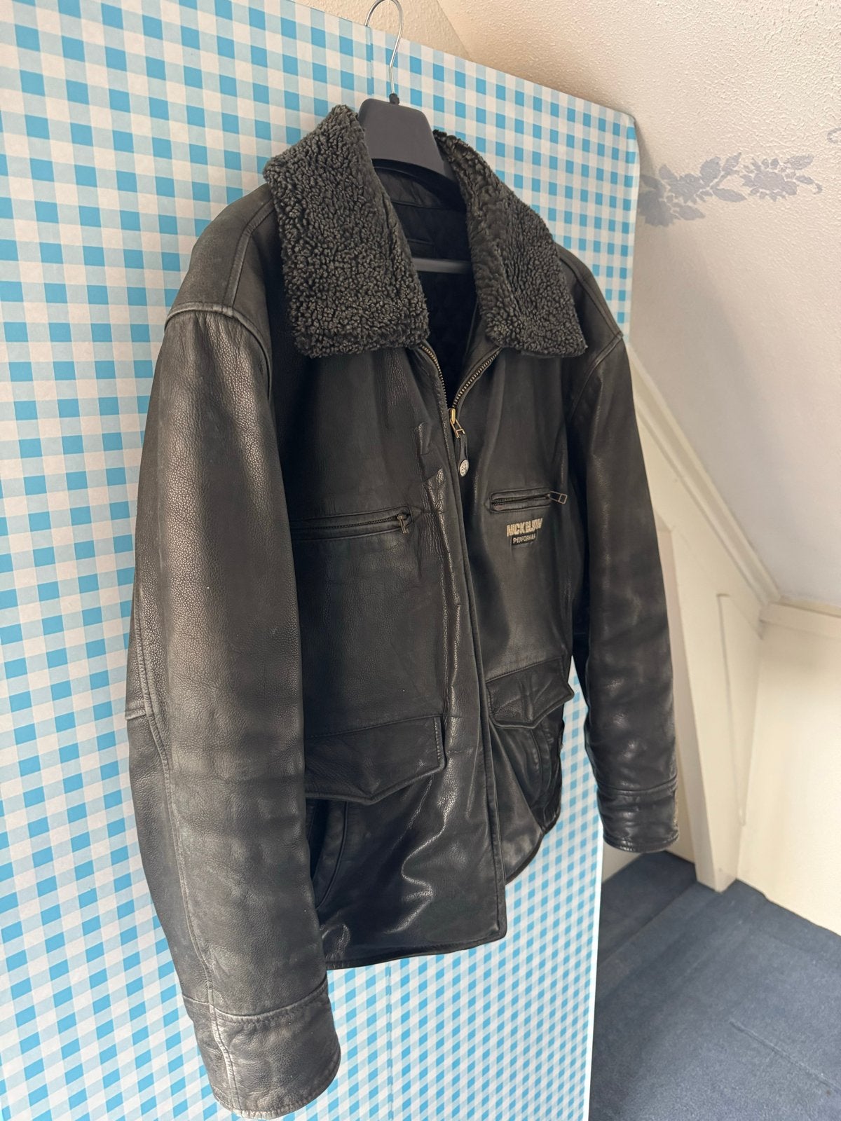 Nickelson Performance Leren Jas met Bontkraag - Maat L, Kleding | Heren, Ophalen, Gedragen, Maat 52/54 (L), Zwart